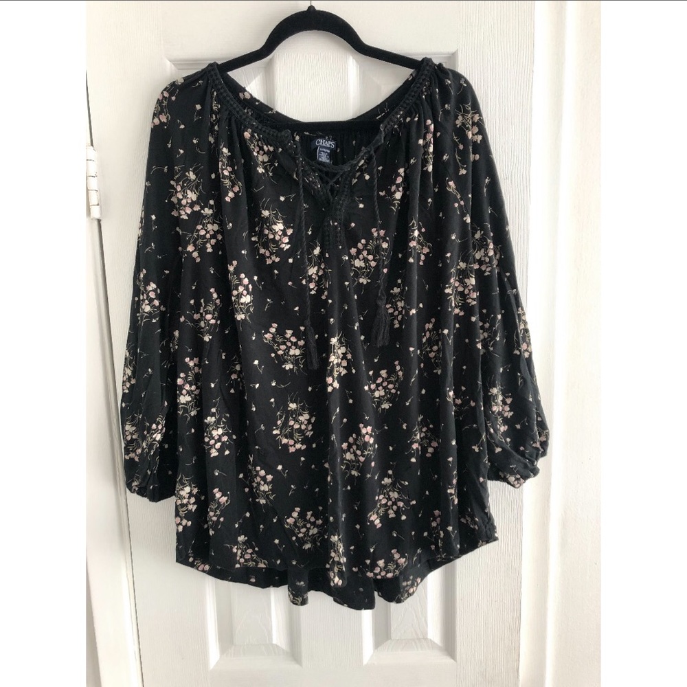 Chaps printed top with tassel ties - plus size 3x